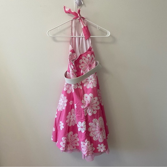 RARE EDITIONS RETRO PINK FLORAL HALTER DRESS - Picture 4 of 10